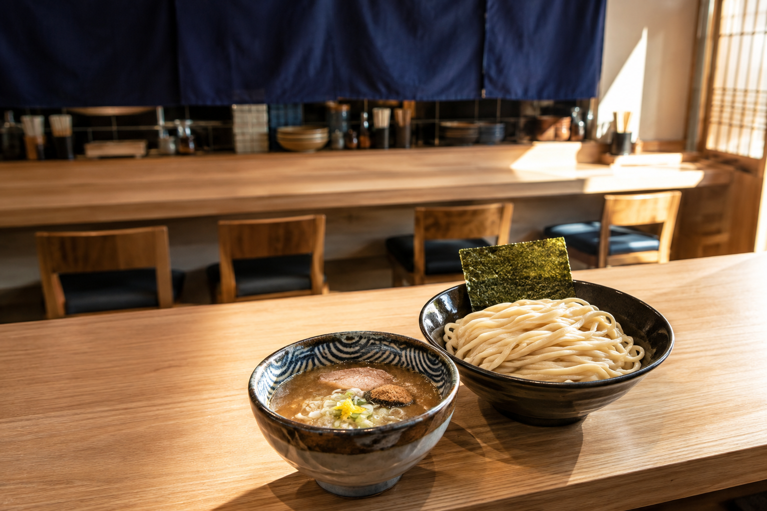 つけ麺店内のAI生成イメージ